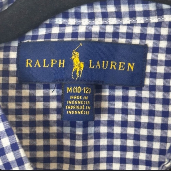 Ralph Lauren Boys Navy Checkered Button Down Shirt size Med (10/12) - Picture 4 of 4